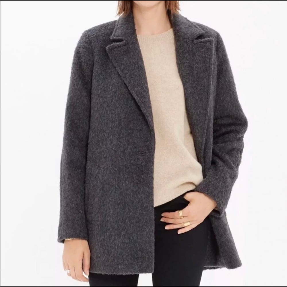 Madewell Gray Brushed Cocoon Wool Jacket